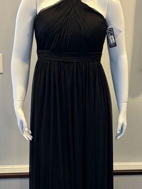 Alex Evenings Black Halter Pleated Evening Gown- NWT